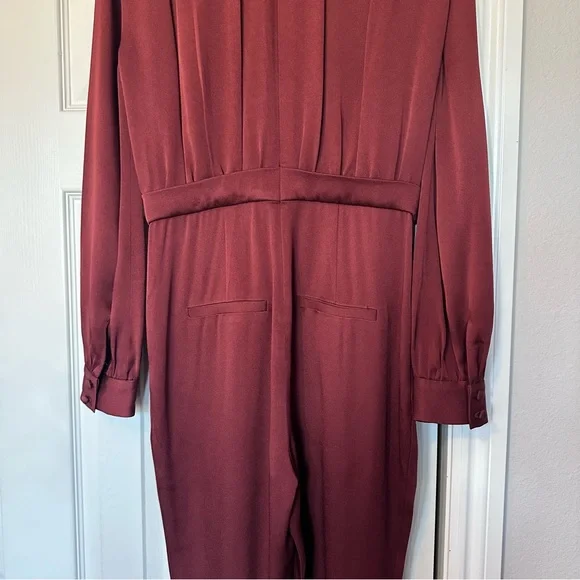 Veronica Beard Kavia Satin Jumpsuit in Clay Size 2 - Picture 13 of 16